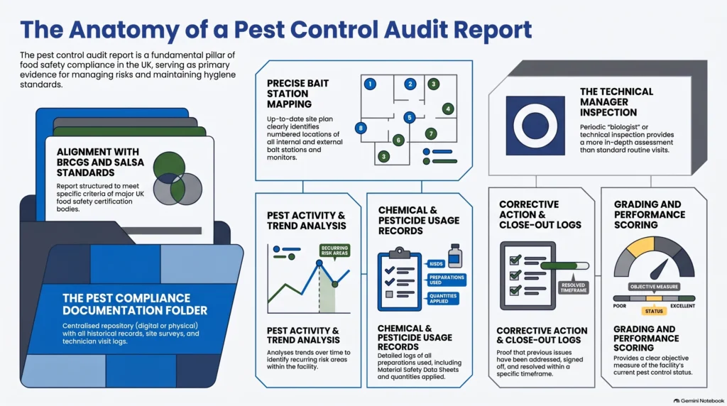 pest control audit report, pest audit documentation, what a pest control audit report should contain, BRCGS pest control, SALSA audit pest control, pest compliance documentation, commercial pest management